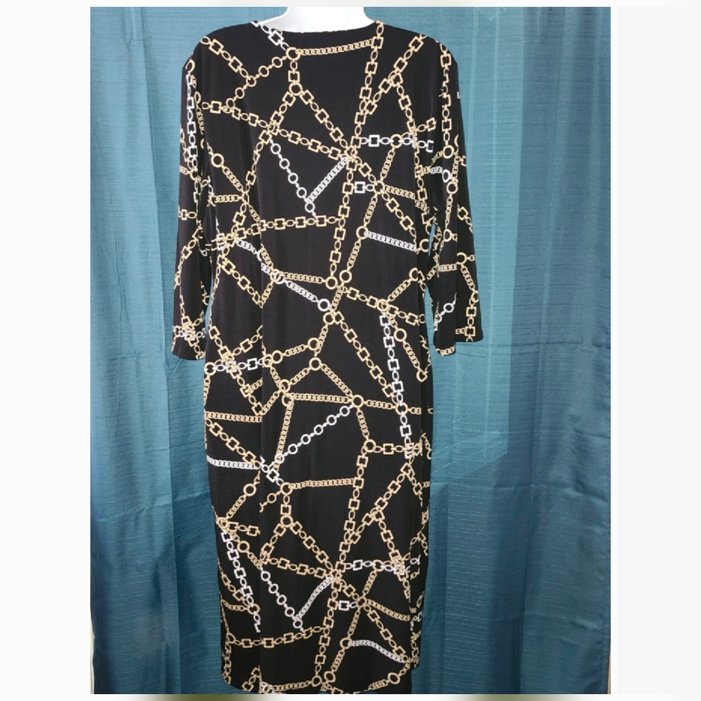 Chico's Black Gold Wrap Dress - Picture 3 of 5